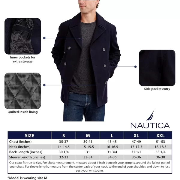 Nautica Mens Classic Double Breasted PeacoatVintage Dark Navy