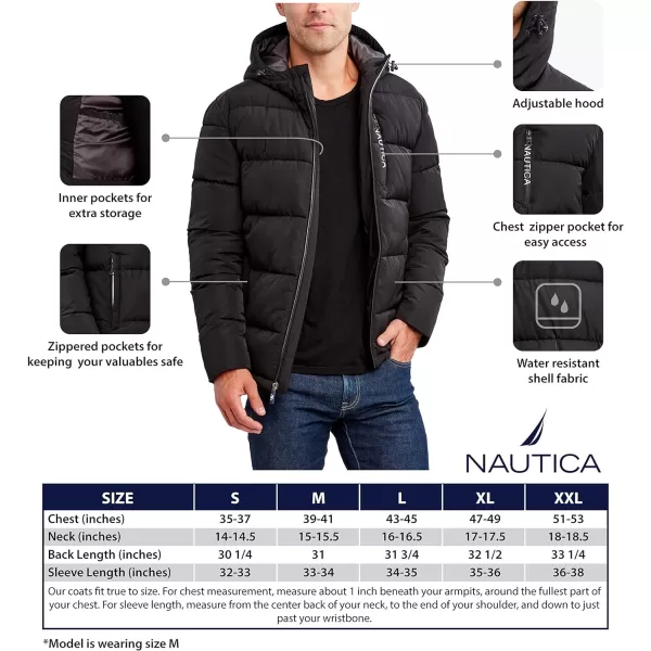 Nautica Mens Hooded Parka Jacket Water and Wind ResistantCharcoal