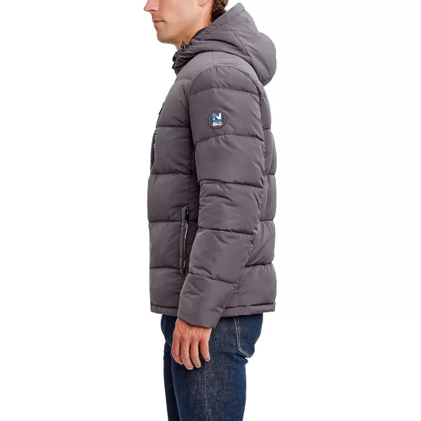 Nautica Mens Hooded Parka Jacket Water and Wind ResistantCharcoal