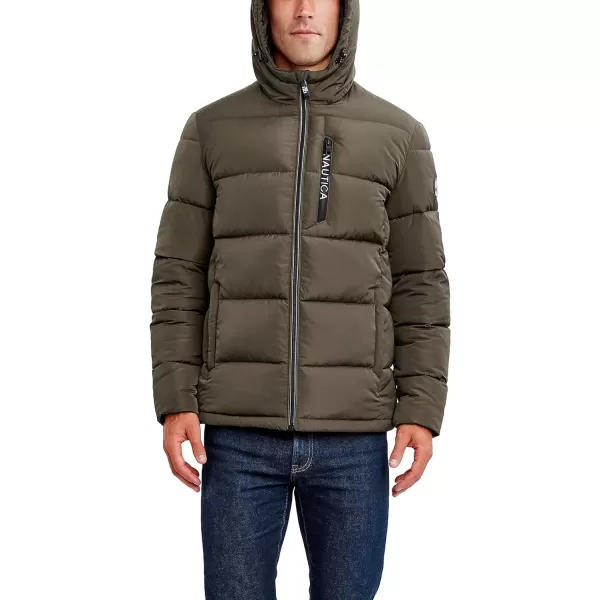 Nautica Mens Hooded Parka Jacket Water and Wind ResistantLoden