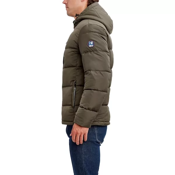 Nautica Mens Hooded Parka Jacket Water and Wind ResistantLoden