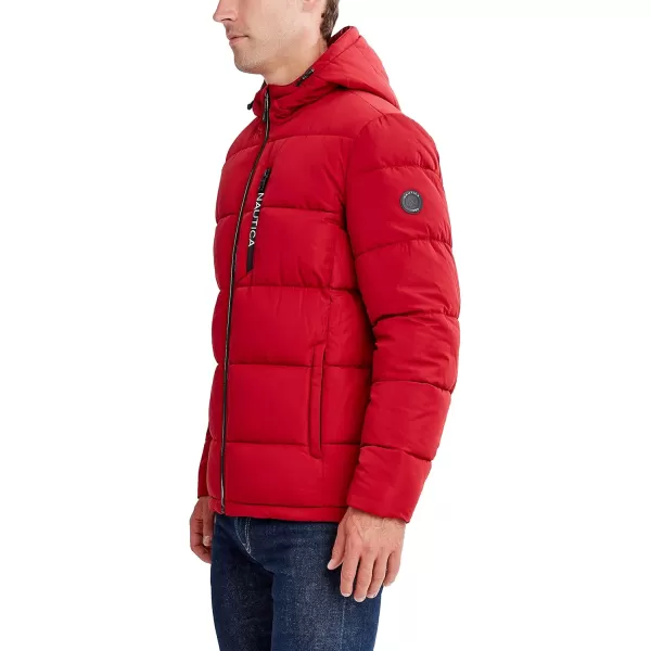 Nautica Mens Hooded Parka Jacket Water and Wind ResistantRed