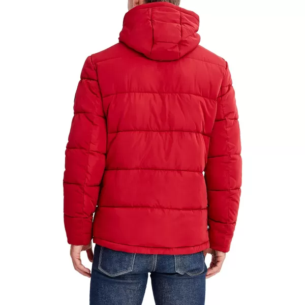 Nautica Mens Hooded Parka Jacket Water and Wind ResistantRed