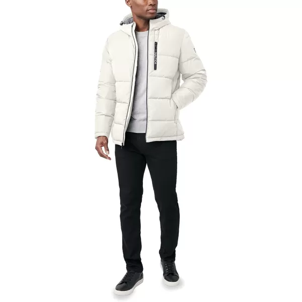 Nautica Mens Hooded Parka Jacket Water and Wind ResistantWhite