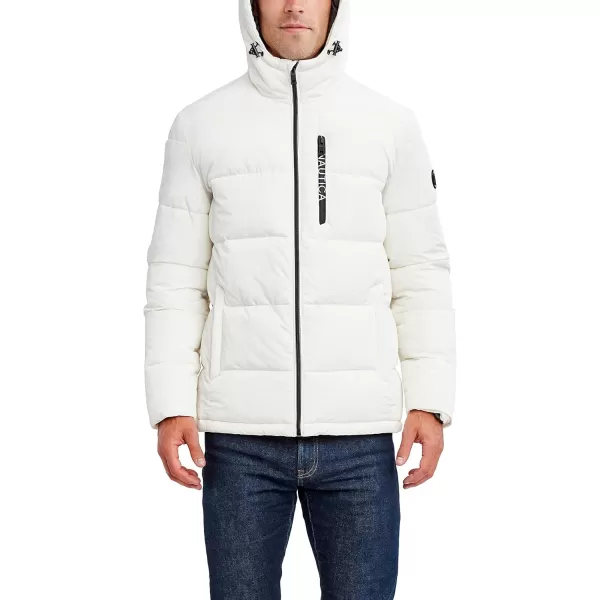 Nautica Mens Hooded Parka Jacket Water and Wind ResistantWhite