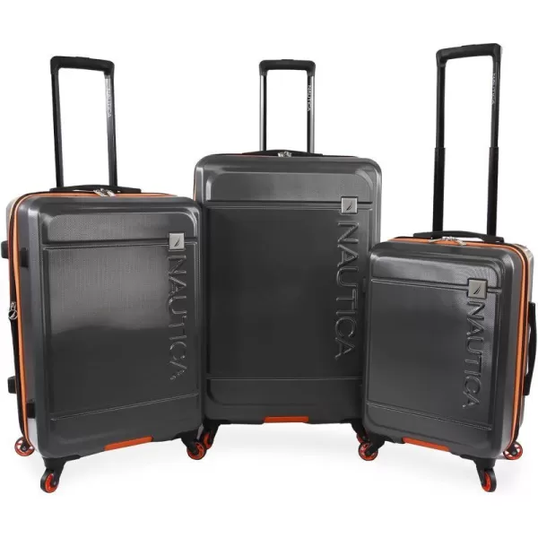 NAUTICA Roadie 3pc Hardside Luggage Set NavyYellowGreyOrange