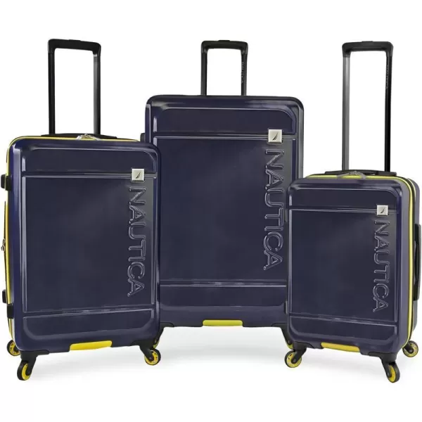 NAUTICA Roadie 3pc Hardside Luggage Set NavyYellowNavyYellow