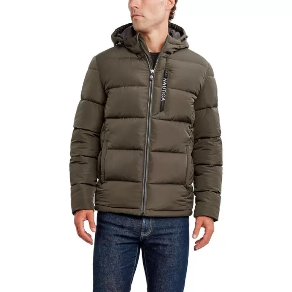 Nautica Mens Hooded Parka Jacket Water and Wind ResistantLoden