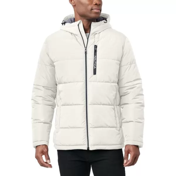 Nautica Mens Hooded Parka Jacket Water and Wind ResistantWhite