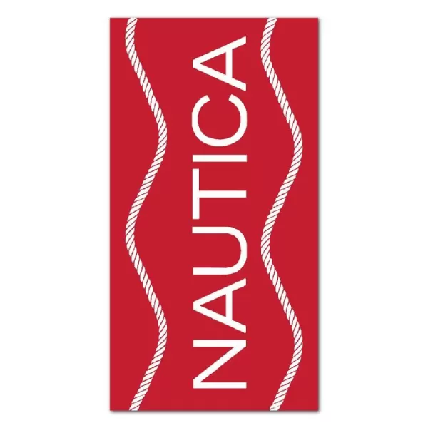 Nautica Velour Beach Towel Woven Super Absorbent RingSpun Cotton  36 X 68 Rope RedNautica Velour Beach Towel Woven Super Absorbent RingSpun Cotton  36 X 68 Rope Red