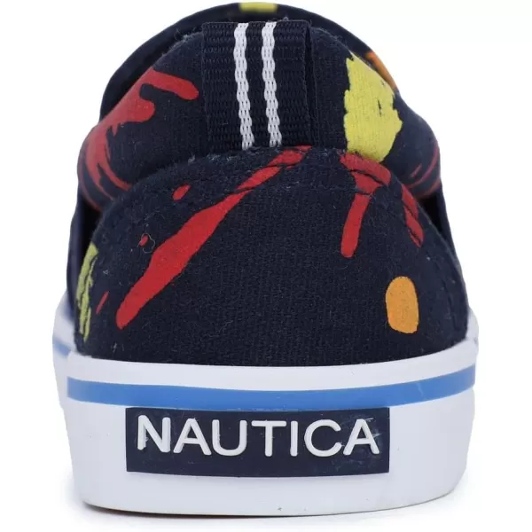 Nautica Kids SlipOn Casual Shoe Athletic Sneaker  YouthToddler Akeley  Boy  Girl  Big KidLittle KidToddlerNavy Paint Splatter