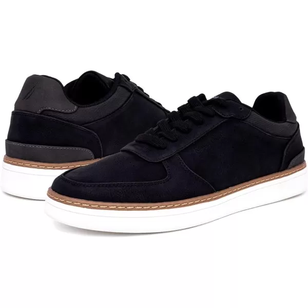 Nautica Mens Walking Shoes Comfortable Vegan Suede Sneakers for Casual Fashion Featuring LaceUp LowTop Loafer DesignBlacksavar