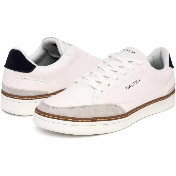 Nautica Mens Walking Shoes Comfortable Vegan Suede Sneakers for Casual Fashion Featuring LaceUp LowTop Loafer DesignWhite Greyjaro