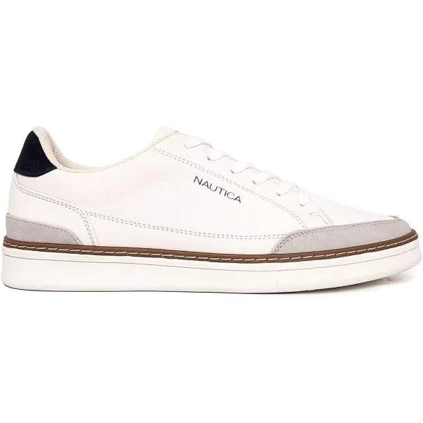 Nautica Mens Walking Shoes Comfortable Vegan Suede Sneakers for Casual Fashion Featuring LaceUp LowTop Loafer DesignWhite Greyjaro