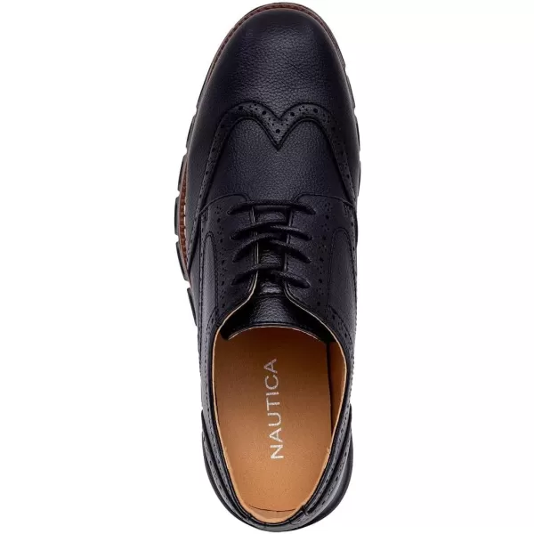 Nautica Mens Wingtip Oxford LaceUp Sneakers for Dress and Walking  Stylish and Comfortable Choice for Oxford Business Casual and Everyday ComfortBlackBlack Pebbled