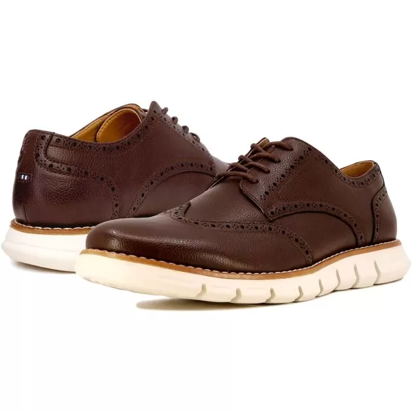 Nautica Mens Wingtip Oxford LaceUp Sneakers for Dress and Walking  Stylish and Comfortable Choice for Oxford Business Casual and Everyday ComfortBrown Pebbled