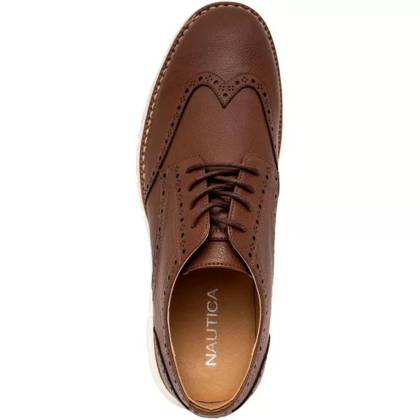 Nautica Mens Wingtip Oxford LaceUp Sneakers for Dress and Walking  Stylish and Comfortable Choice for Oxford Business Casual and Everyday ComfortTan Pebbled