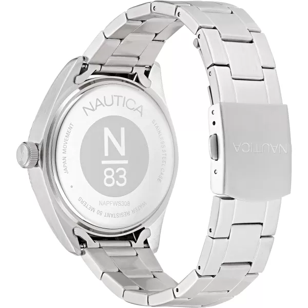 Nautica N83 Mens NAPFWS308 Finn World Stainless Steel Bracelet amp Blue Wheat PU Fiber Strap WatchNautica N83 Mens NAPFWS308 Finn World Stainless Steel Bracelet amp Blue Wheat PU Fiber Strap Watch