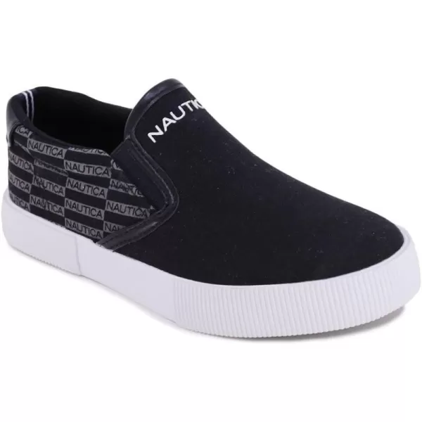 Nautica Kids SlipOn Casual Shoe Athletic Sneaker  YouthToddler Akeley  Boy  Girl  Big KidLittle KidToddlerBlack Canvas Logo