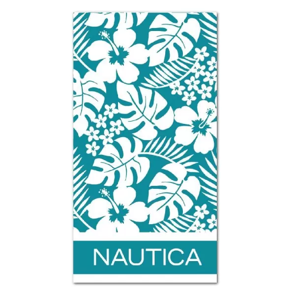 Nautica Velour Beach Towel Woven Super Absorbent RingSpun Cotton  36 X 68 Maui TealNautica Velour Beach Towel Woven Super Absorbent RingSpun Cotton  36 X 68 Maui Teal