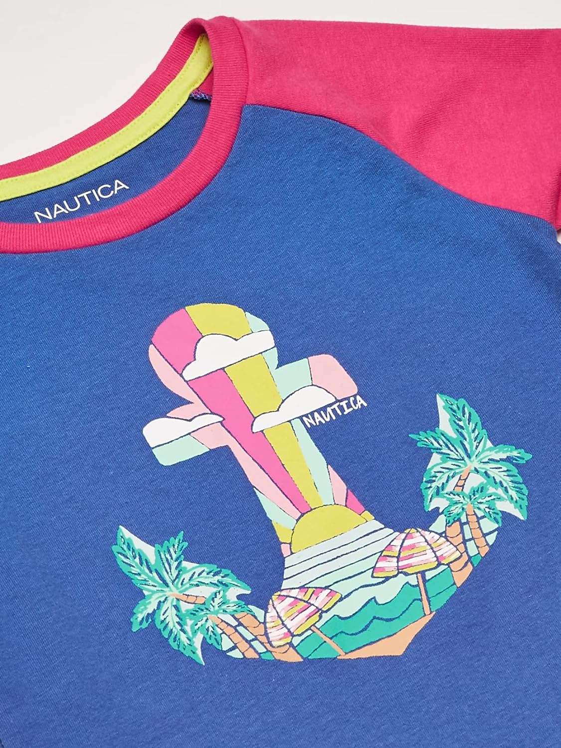 Nautica Girls Short Sleeve TShirt with Fun Graphic Design Cotton Tee with Tagless InteriorDazzle Blue Anchor