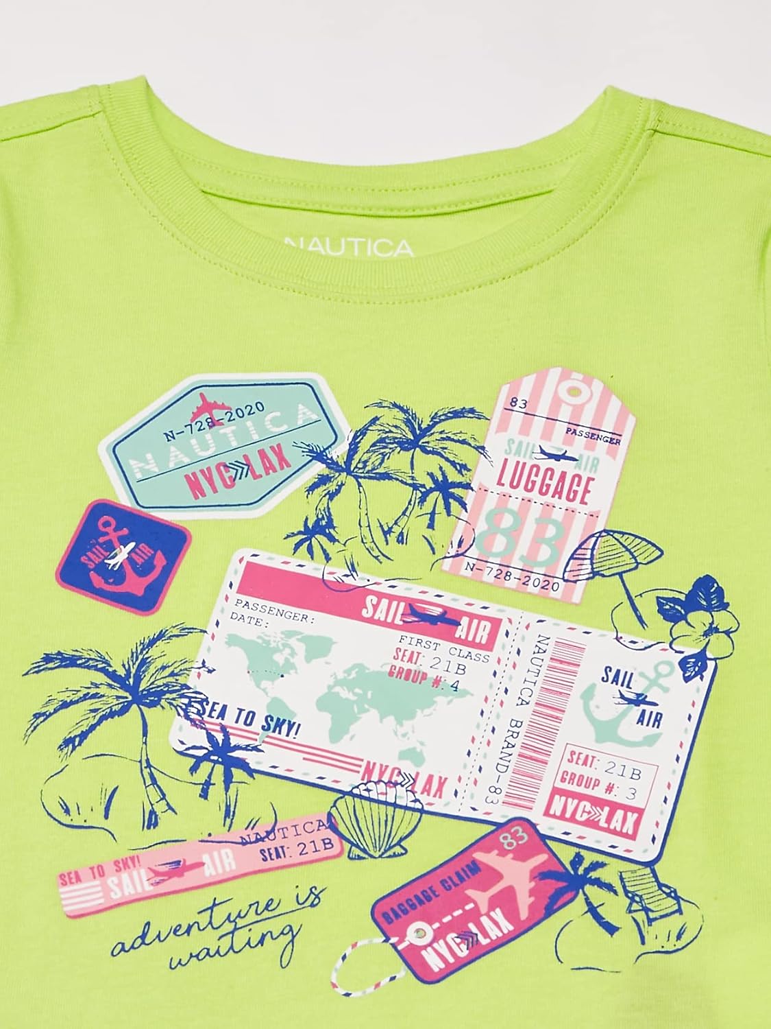 Nautica Girls Short Sleeve TShirt with Fun Graphic Design Cotton Tee with Tagless InteriorGreen Passport