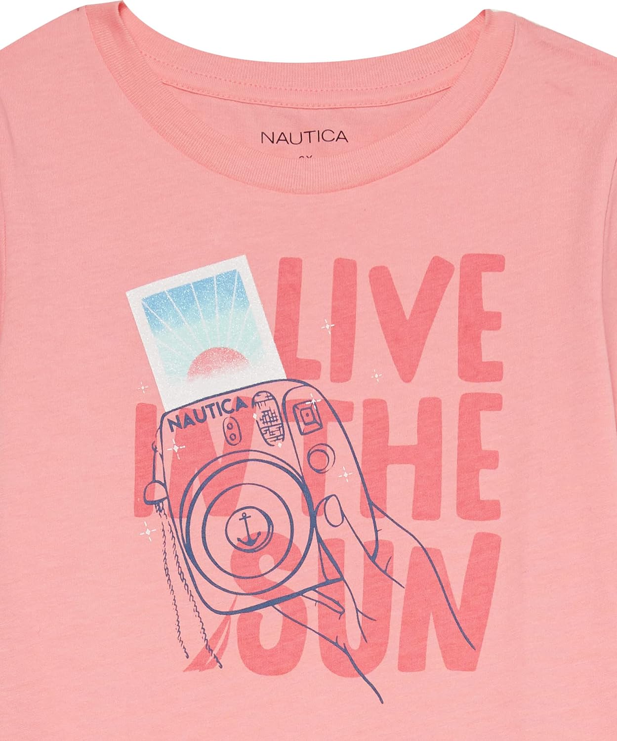 Nautica Girls Short Sleeve TShirt with Glitter Design Cotton Tee with Tagless InteriorNautica Girls Short Sleeve TShirt with Glitter Design Cotton Tee with Tagless Interior