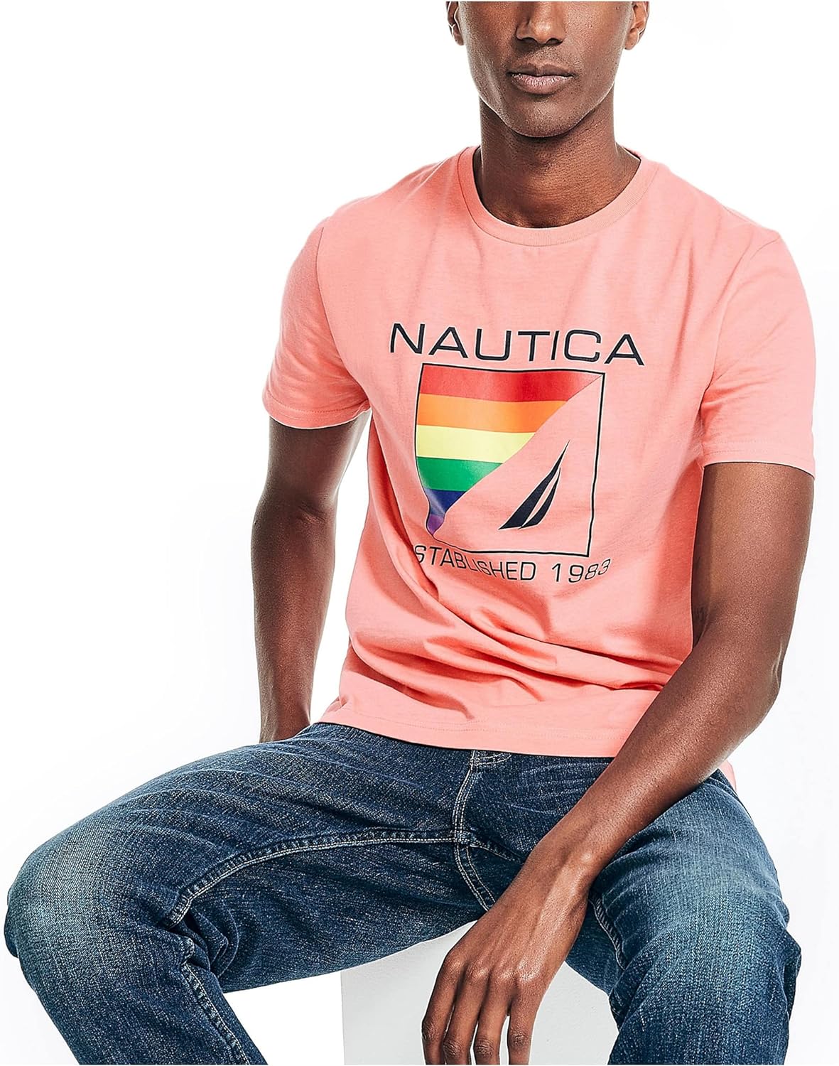 Nautica Mens Pride Vintage Graphic TShirtSugar Coral