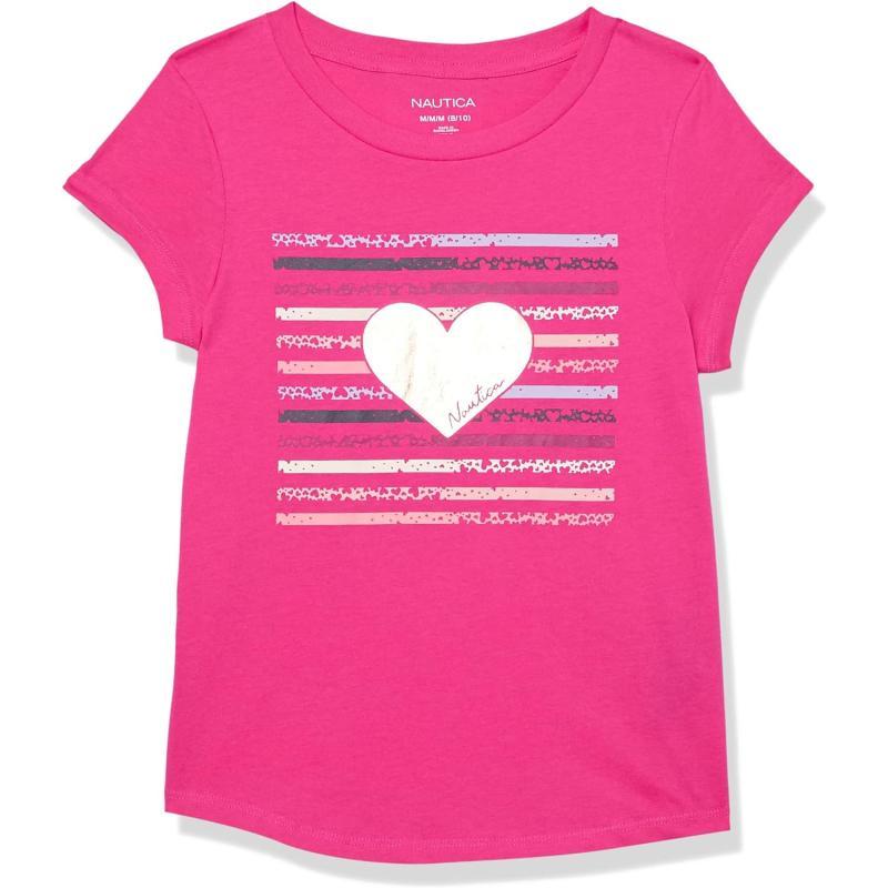 Nautica Girls Short Sleeve TShirt with Metallic Design Cotton Tee with Tagless InteriorNautica Girls Short Sleeve TShirt with Metallic Design Cotton Tee with Tagless Interior