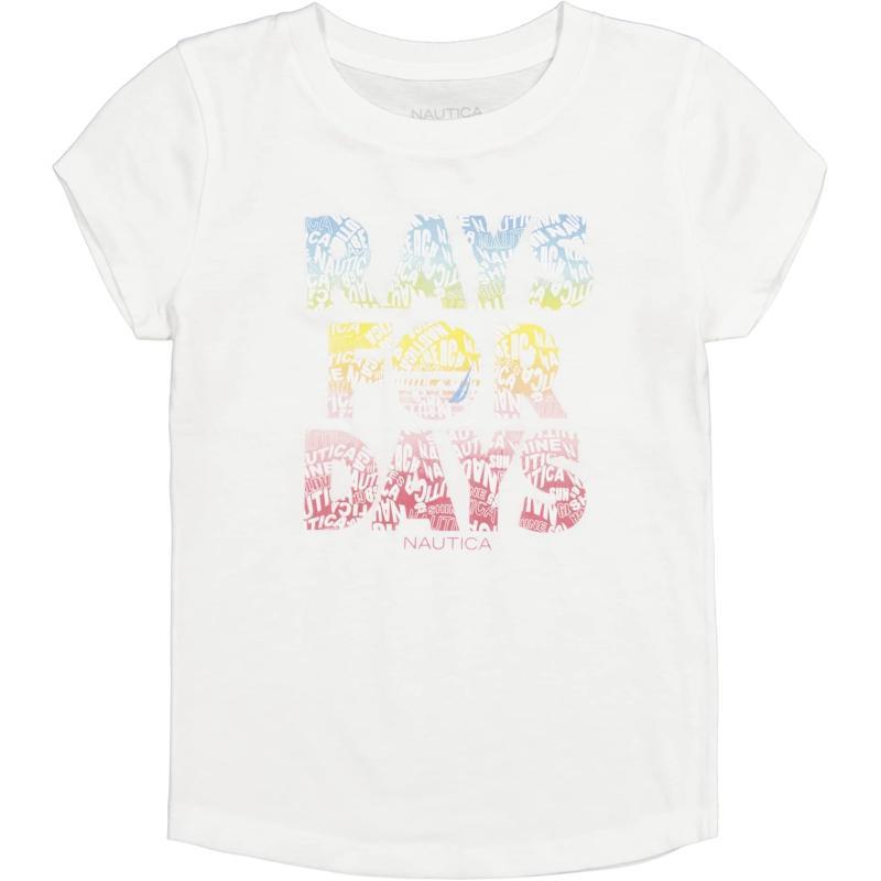 Nautica Girls Short Sleeve TShirt with Metallic Design Cotton Tee with Tagless InteriorWhite Rays for Days