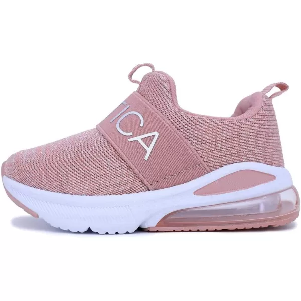 NAUTICA Kids Boys Girls Air Bubble Sneaker Athletic Running Shoe with StrapBungee ToddlerLittle KidsMattoon Air Blush Silver Knit
