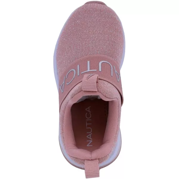 NAUTICA Kids Boys Girls Air Bubble Sneaker Athletic Running Shoe with StrapBungee ToddlerLittle KidsMattoon Air Blush Silver Knit