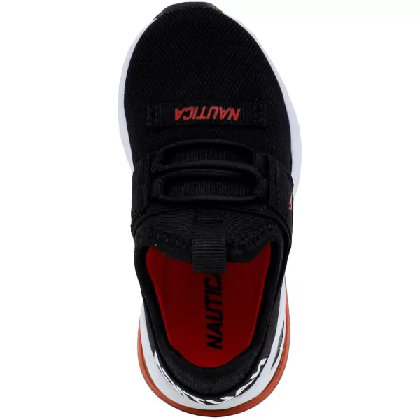 NAUTICA Kids Boys Girls Air Bubble Sneaker Athletic Running Shoe with StrapBungee ToddlerLittle KidsNeave Tetrablack Red