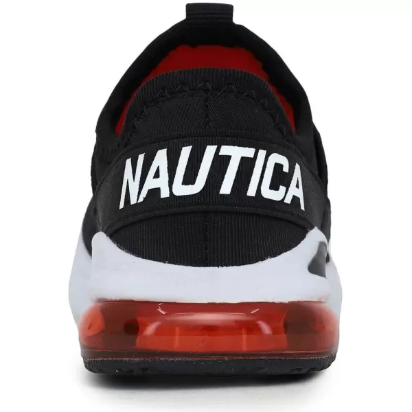 NAUTICA Kids Boys Girls Air Bubble Sneaker Athletic Running Shoe with StrapBungee ToddlerLittle KidsNeave Tetrablack Red