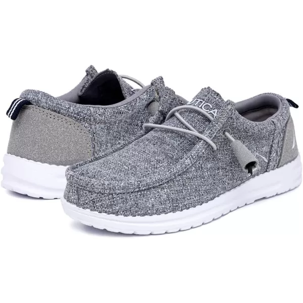 NAUTICA Kids Boys Youth Comfort Loafers LaceUp Boat Shoe Lightweight Casual Stretch SneakerLittle KidBig Kid RushfordGrey