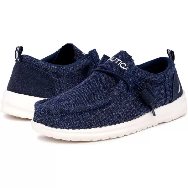 NAUTICA Kids Boys Youth Comfort Loafers LaceUp Boat Shoe Lightweight Casual Stretch SneakerLittle KidBig Kid RushfordNavy