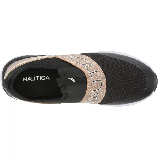 NAUTICA Kids Girls Youth Athletic Fashion Sneakers  SlipOn Style for Little Kids and Big KidsAlois Sagablack Gold Metallic