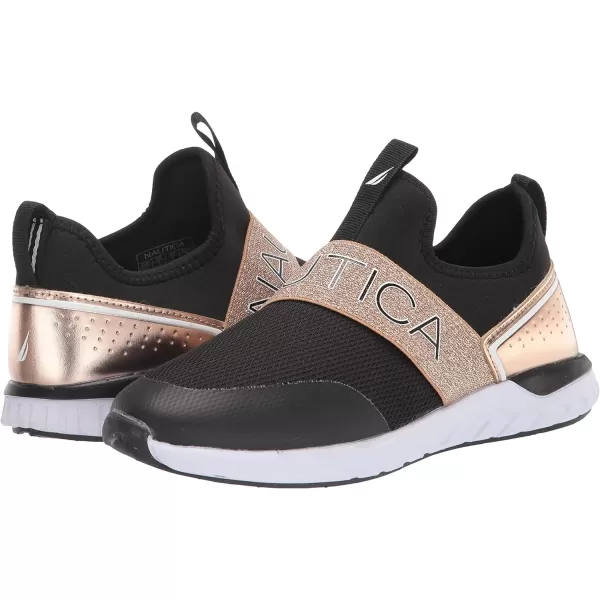 NAUTICA Kids Girls Youth Athletic Fashion Sneakers  SlipOn Style for Little Kids and Big KidsAlois Sagablack Gold Metallic