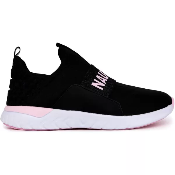 NAUTICA Kids Girls Youth Athletic Fashion Sneakers  SlipOn Style for Little Kids and Big KidsBlack Metallicmalin