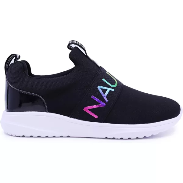 NAUTICA Kids Girls Youth Athletic Fashion Sneakers  SlipOn Style for Little Kids and Big KidsBlack Rainbow Canvey