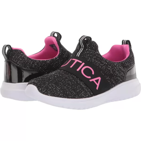 NAUTICA Kids Girls Youth Athletic Fashion Sneakers  SlipOn Style for Little Kids and Big KidsBlack Sparkle Pink