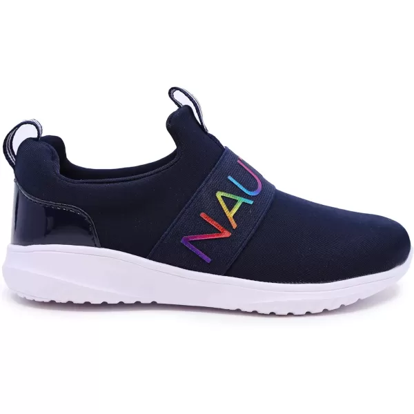 NAUTICA Kids Girls Youth Athletic Fashion Sneakers  SlipOn Style for Little Kids and Big KidsNavy Rainbow Canvey Waffle