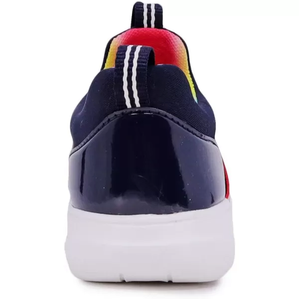 NAUTICA Kids Girls Youth Athletic Fashion Sneakers  SlipOn Style for Little Kids and Big KidsNavy Rainbow Elastic