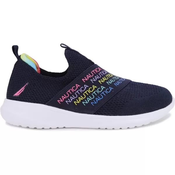 NAUTICA Kids Girls Youth Athletic Fashion Sneakers  SlipOn Style for Little Kids and Big KidsPiercenavy Rainbow