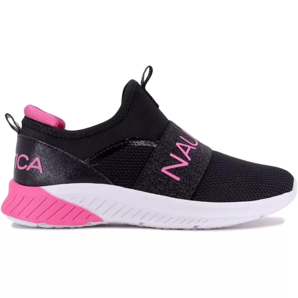 NAUTICA Kids Girls Youth Athletic Fashion Sneakers  SlipOn Style for Little Kids and Big KidsShiny Black Meshthundergust