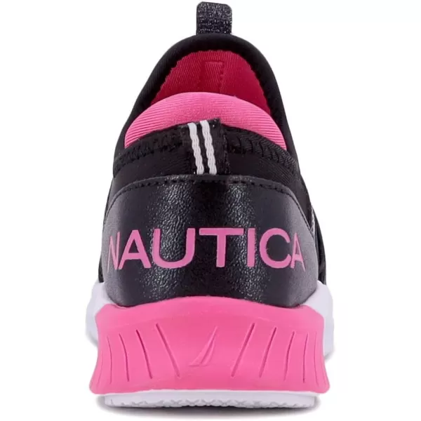 NAUTICA Kids Girls Youth Athletic Fashion Sneakers  SlipOn Style for Little Kids and Big KidsShiny Black Meshthundergust