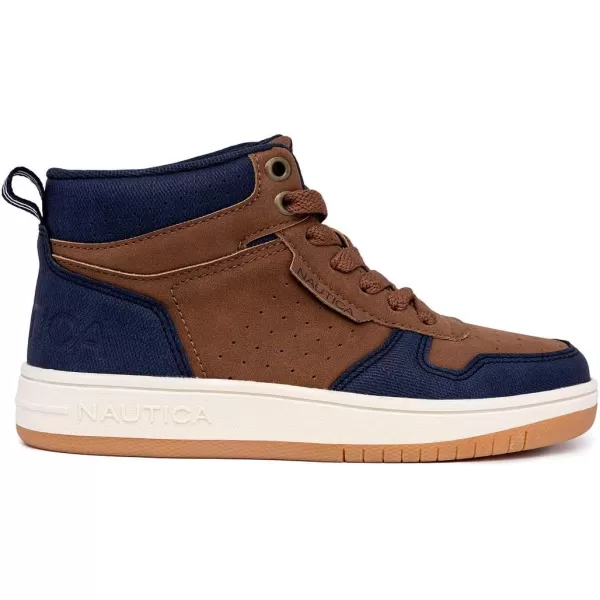 NAUTICA Kids Horizon Sneaker LaceUp Fashion Shoe BootLike High Top for Boys and Girls Big KidLittle Kid SizesChestnut Navy