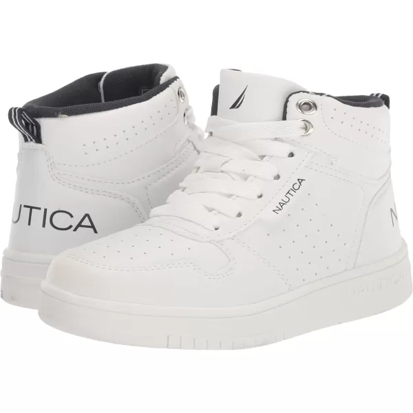 NAUTICA Kids Horizon Sneaker LaceUp Fashion Shoe BootLike High Top for Boys and Girls Big KidLittle Kid SizesWhite Mono