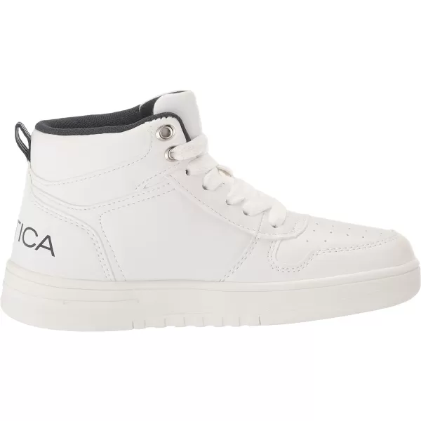 NAUTICA Kids Horizon Sneaker LaceUp Fashion Shoe BootLike High Top for Boys and Girls Big KidLittle Kid SizesWhite Mono