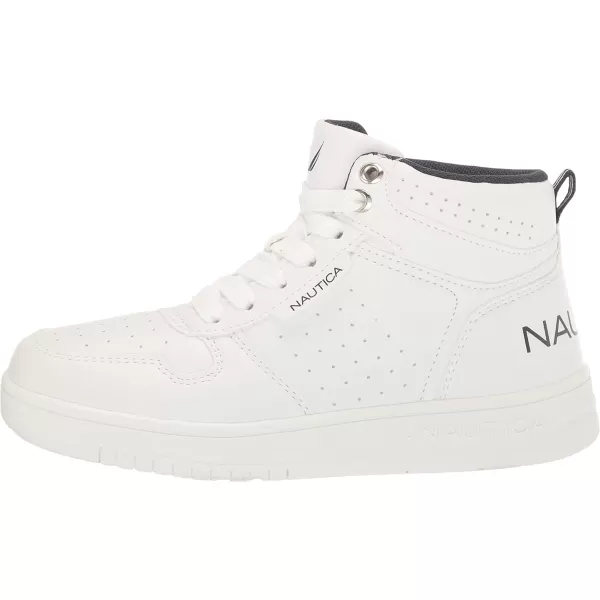 NAUTICA Kids Horizon Sneaker LaceUp Fashion Shoe BootLike High Top for Boys and Girls Big KidLittle Kid SizesWhite Mono